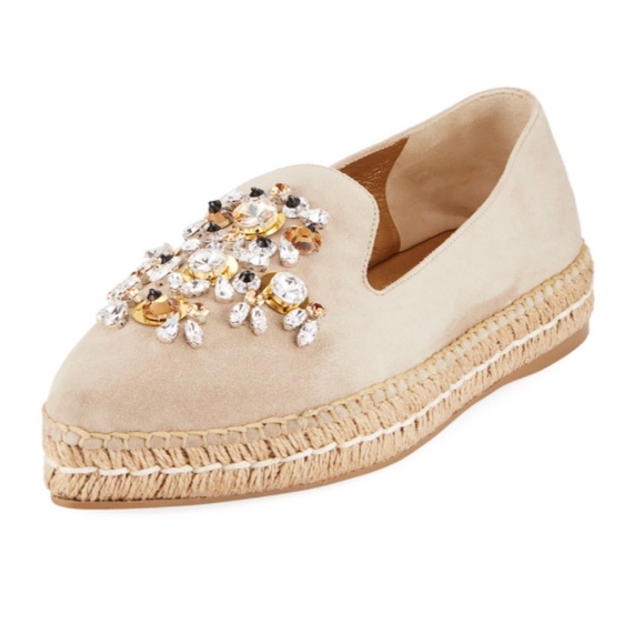 Prada Shoes - NWT Prada Embellished Platform Suede Espadrille